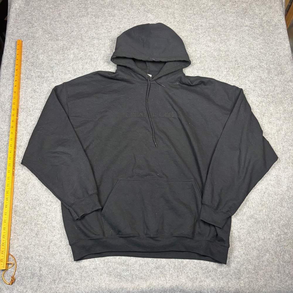 Gildan Heavy Blend Black Creative Genius Embroidered Hoodie Sweatshirt 2XL